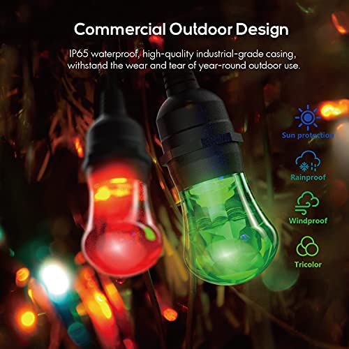 Fmart Smart Color String Lights, 48Ft Led Smart Color Changing Patio Lights Works With Alexa & Google Home, Outdoor Rgbw String Lights 2.4Ghz Wi-Fi & App Control, Ip65 Waterproof Dimmable Party Decor #TOP2