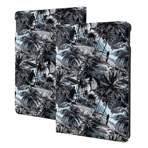 Smart cover iPad 10.2 antichoc style hawaïen noir et blanc