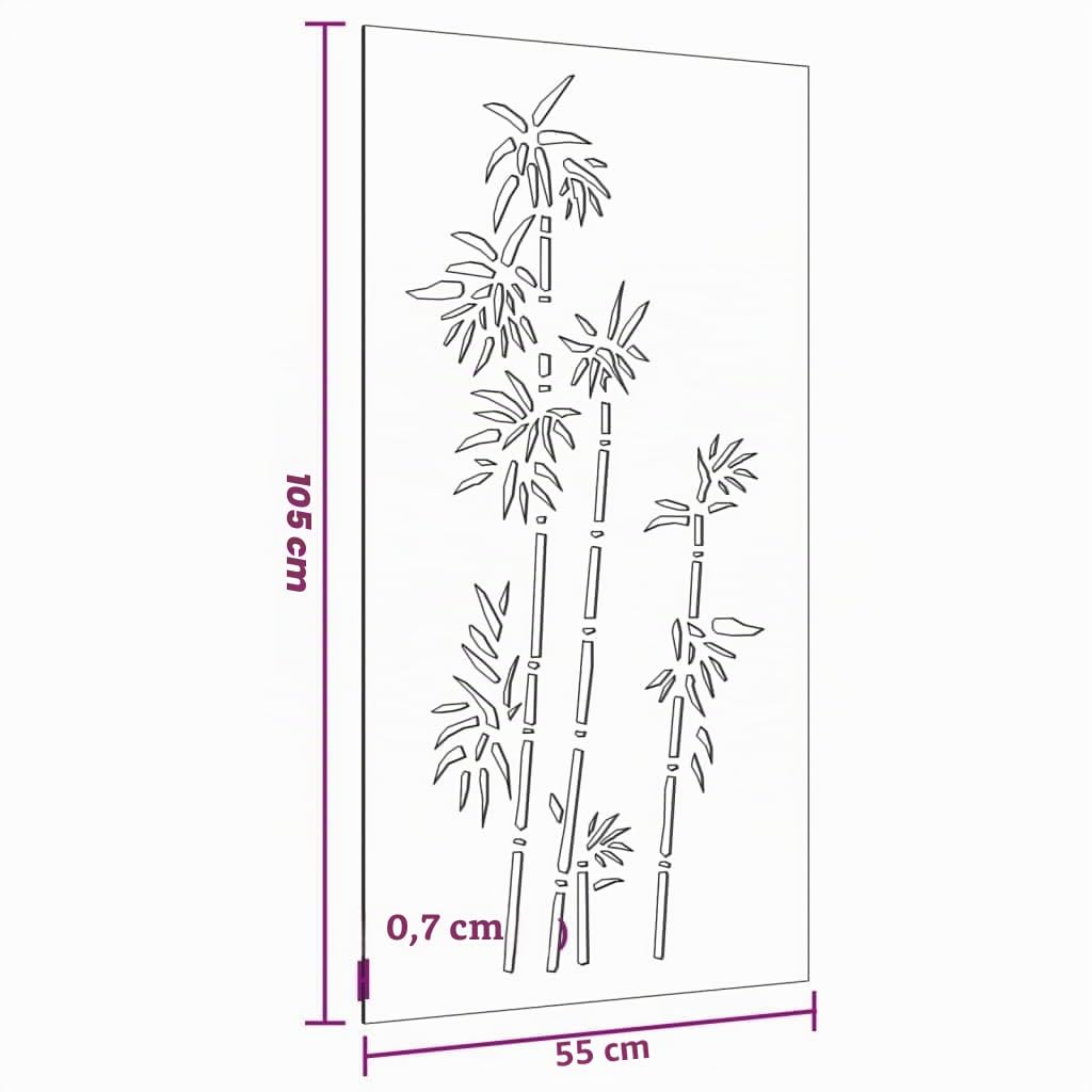 vidaXL Décoration murale jardin 105x55 cm acier corten design bambou