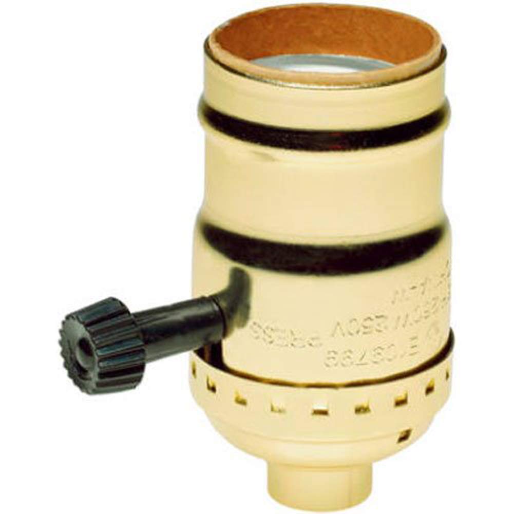 Legrand Pass & Seymour 7090PG 250 Watt 250V Medium Base A26 Lampholder, Metal Shell, Removable Turn Knob, 2 Lamp Control, Brass (1 Count)