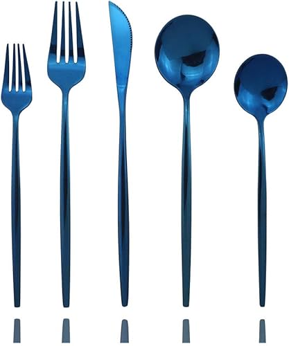 Miniatura 9 de JASHII - Juego de cubiertos de acero inoxidable de 20 piezas para 4, elegante acabado de espejo pulido con reloj de arena, ideal para el hogar