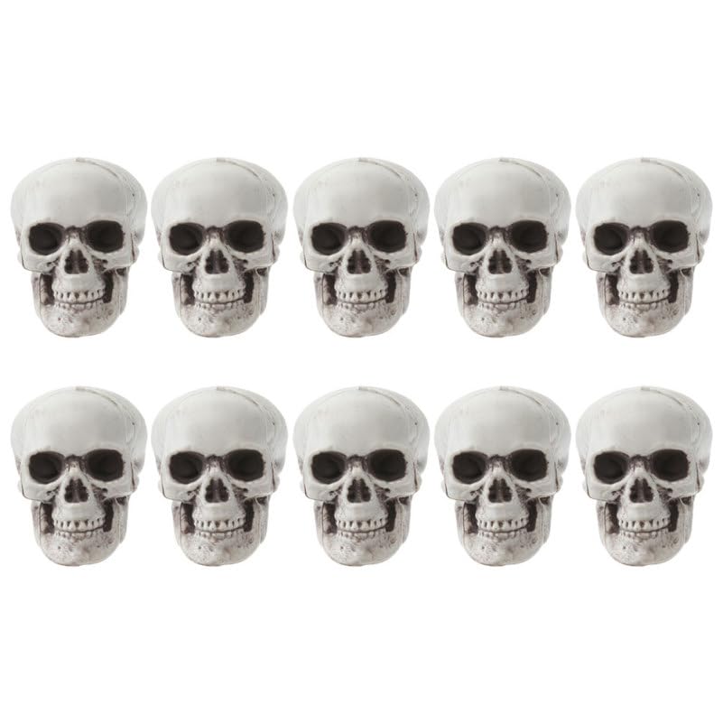 STOBAZA 10 Pack Mini Skull Decorations Halloween Plastic Table Props