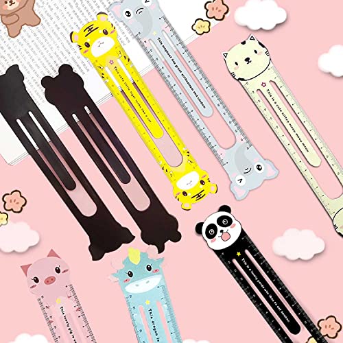 6 Stück Lineal 15cm Kinder Flexibel/Tiere Cartoon Lineal Kinder Grundschule, Bruchsicher Biegsam Kunststoff Lineal für BüRo, Schule, Arbeitszimmer Zu Hause