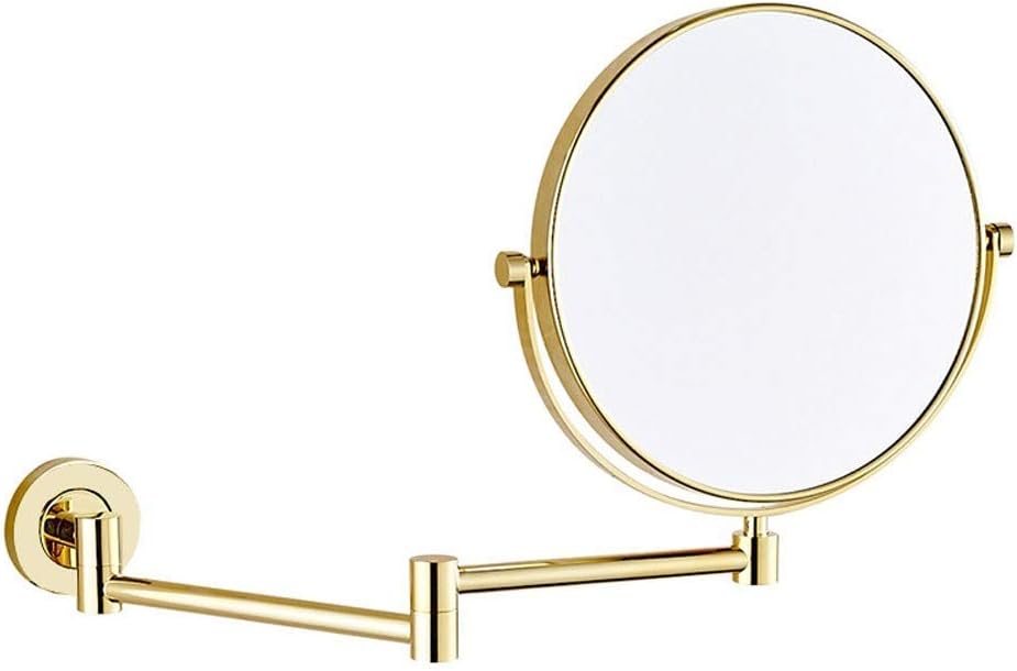 Vanity Mirror 8 inch Double Sided Wall Mount Makeup Mirror with 10X Magnification,Two-Sided 360Swivel Extendable Cosmetic Mirror Bathroom Shaving Mirror/Gold