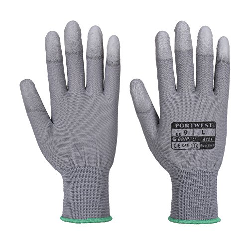 Portwest A121GRRS Pu Fingertip Glove Colour: Grey Size: Small