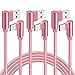 90 Degree USB C Cable 6ft 3 Pack Right Angle Type C Cable Fast Charging Nylon Braided Fast Charge Cord for Samsung Galaxy S9 S8, Note 8, LG G6 G5 V20, Google Pixel, Nintendo Switch (Rose Gold, 6 Feet)