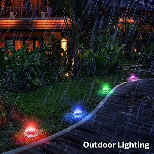 Brizled Color Changing Solar Ground Lights, 12 Pack 16 LED Solar Outdoor Lights Landscape Lighting, Multicolor Solar Disk Lights, Waterproof Disc Puck Lights for Pathway Garden Yard Lawn Walkway Decor