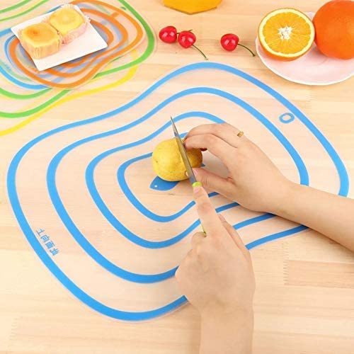 Image of Flexible Cutting Board Mat - Non-Slip Thin Clear Plastic Chopping Sheet, BPA-Free, Dishwasher Safe, Color-Coded Flexible Kitchen Cutting Mat for Meat, Vegetables & Fruits (Set of 1)