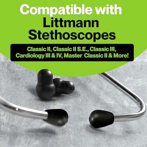 Image of Durabasics Stethoscope Ear Tips Replacement for Littmann Stethoscopes - Compatible with Littman Ear Tips Replacement, Stethoscope Ear Pieces, Littmann Stethoscope Parts & Cardiology IV Parts - Black