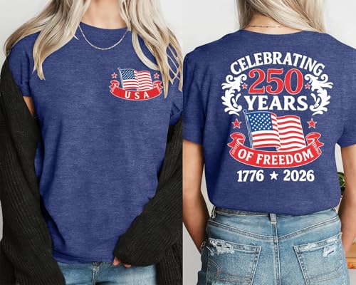 SUPEYA 250 Anniversary USA Shirt American Shirts Women American Flag T Shirt 4th of July Patriotic Graphic Tee — view 4