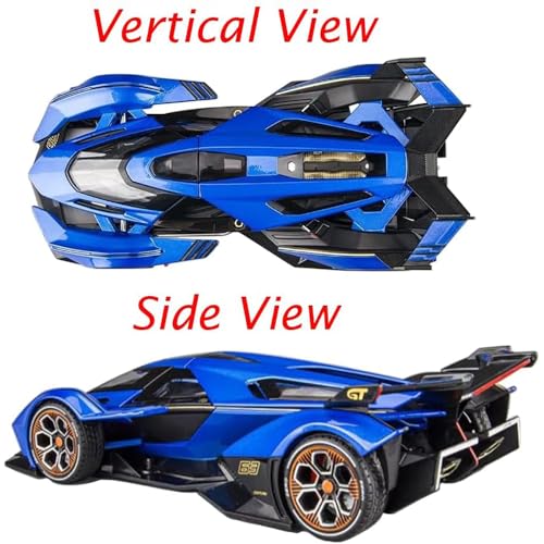 Image of 1:22 Scale Diecast Metal Car Lambo V12 GT Toy Car for Kids Collection Model Cars with Light Sound Pull Back Openable Door