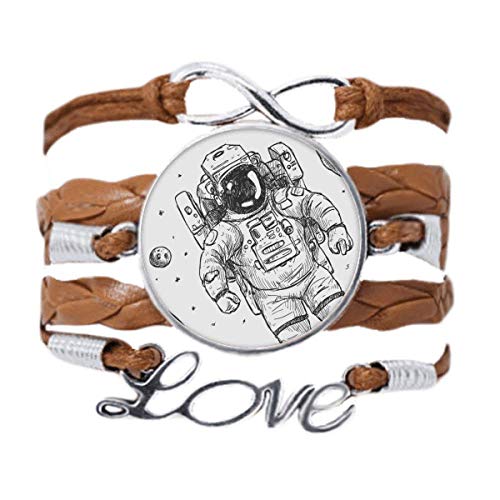 Bracelet tordue cuir noir Monstre Alien avec médaillon graphique