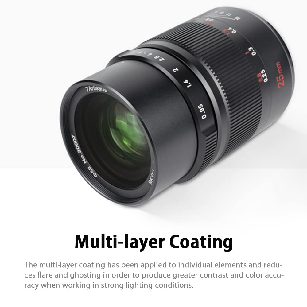 7artisans 25mm F0.95 obiettivo manuale ad ampia apertura, compatibile con fotocamere mirrorless M4/3-mount epm1 emp2 E-PL1 E-PL2 E-PL3 E-PL5 E-PL6 G2 G3 G5 G6 G7 G9 GH1 GH2 GH3 GH4 GH5 GH5S