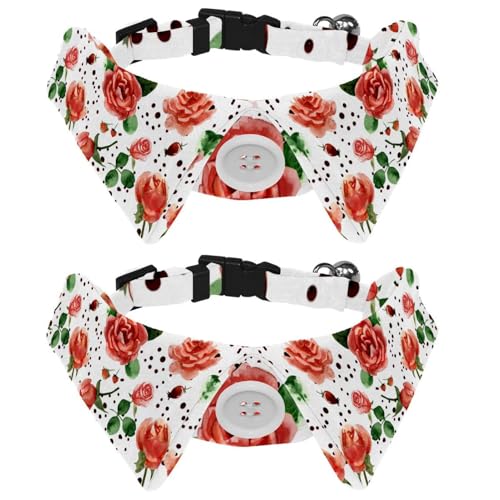 2 pajaritas para gatos y perros, collar ajustable para mascotas, corbatín formal para niños, niñas, cachorros, gatitos, bodas, cumpleaños, rosas, bayas de rosa mosqueta y guisantes negros