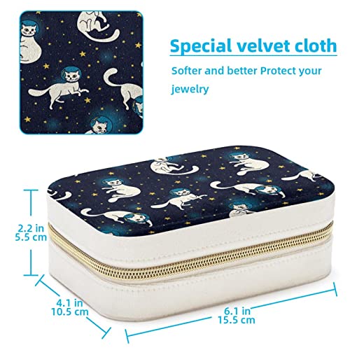 Boîte à bijoux chat blanc double couche pour voyage