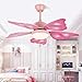 Deckenleuchte Mit Schmetterlingsventilator Kinderzimmer,5 Lüfterklinge Deckenleuchte Deckenlampe Deckenventilator Wohnzimmer Esszimmer Schlafzimmer-Rosa 42 zoll