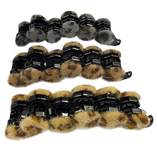 3 Pack Leopard Print Ponytail Hair Clips Hair Ring for Long Hair Horsetail Buckle Banana Clips Vertical Clip Ponytail Hair Cuff Hair Bands with Teeth
