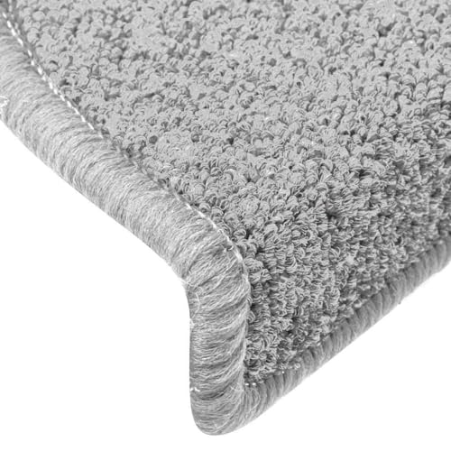 Tapis d'escalier gris clair lot de 30 marches en polypropylène 65x24x4 cm antidérapant autocollant