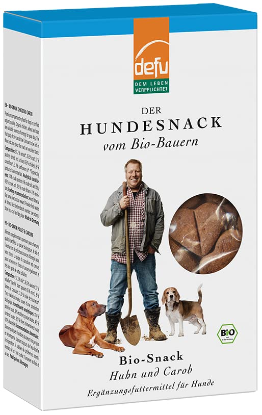 defu Hundesnack | 1 x 200 g | Bio Hundekekse Huhn & Carob | Premium Bio Leckerlis für Ihren Hund