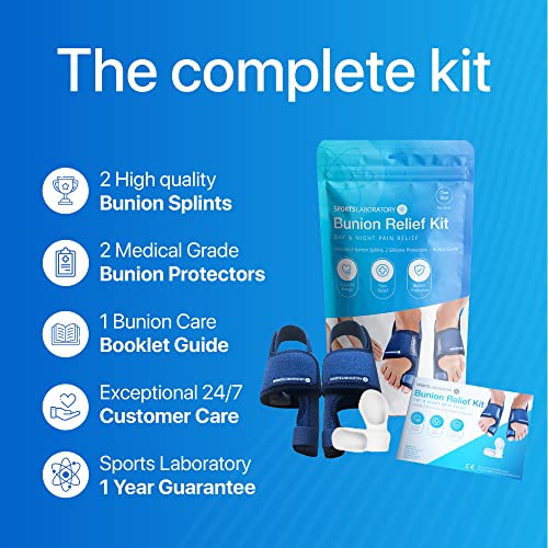 Sports Laboratory Bunion Corrector For Women & Men - Orthopedic Bunion Splint For Women, Hallux Valgus Corrector, Bunion Relief, Adjustable Day And Night Bunion Corrector For Women Big Toe (Blue) #TOP3