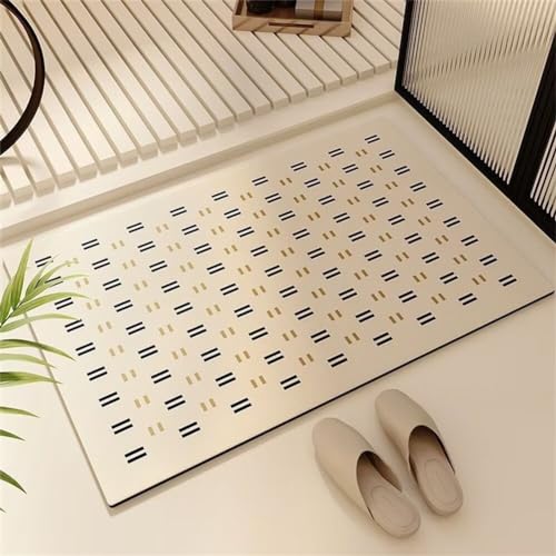 Alfombra Baño, Alfombrilla Baño, Tapete, Alfombra de Baño, Alfombra Baño Secado Rapido Piedra, Alfombras Baño, Alfombra Diatomita Baño, Alfombra Antideslizante, Bath Mat, Beige 70x140cm