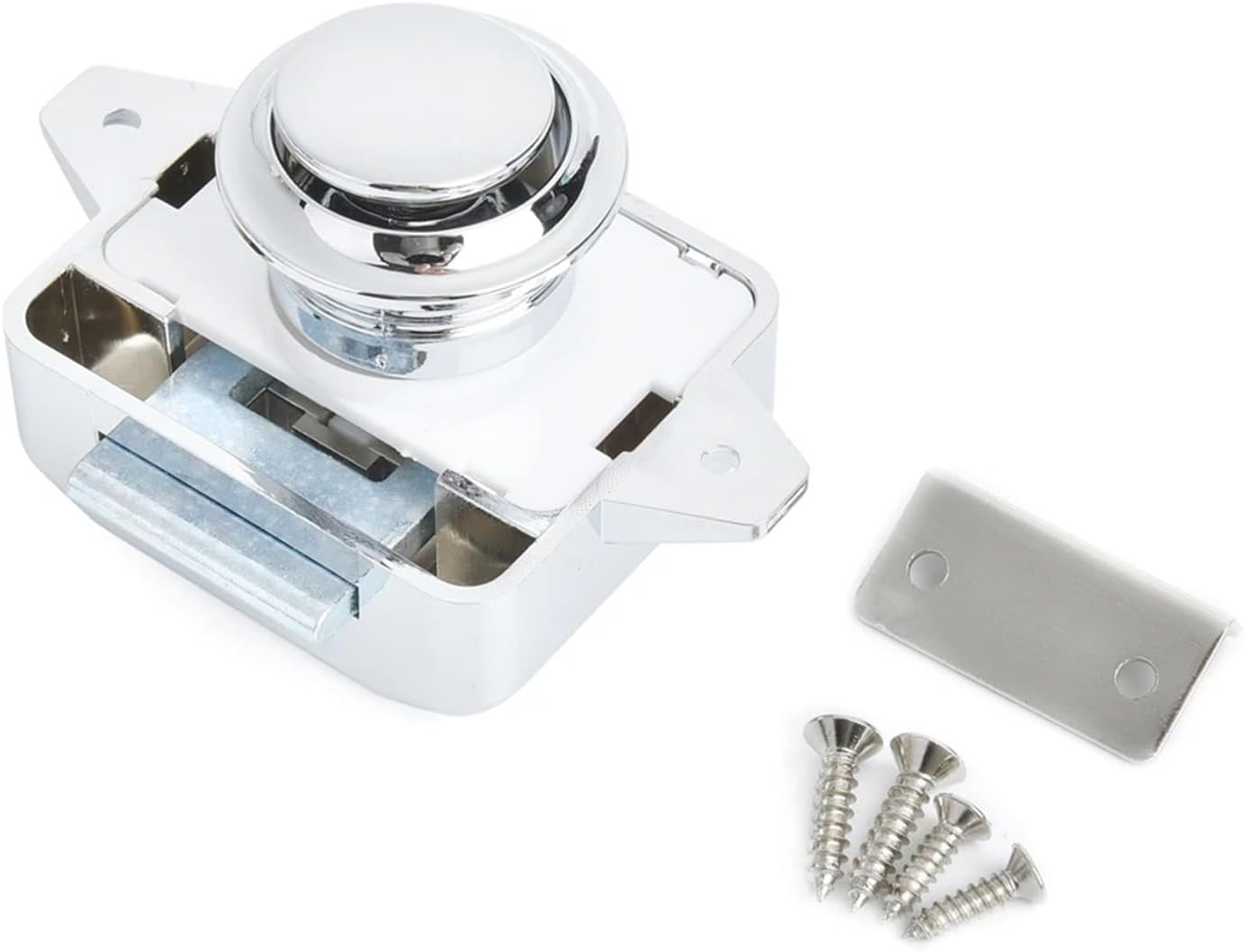1Pcs Camper Car Push Lock Caravan Boat Motor Home Cabinet Drawer Latch Button Locks Furniture Door Lock Hardware(Carlock001-chrome)