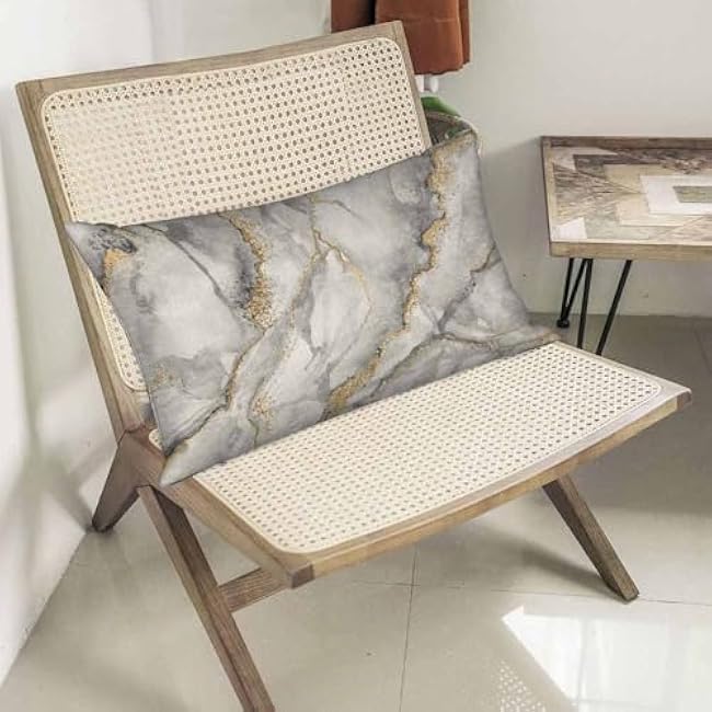 White Marble Pillow Case Abstract Artificial Stone Creative Fashion Marbling Gold Veins Soft & Breathable Pillow Cover with Envelope Closure Pillowcase Standard Size 20 X 26