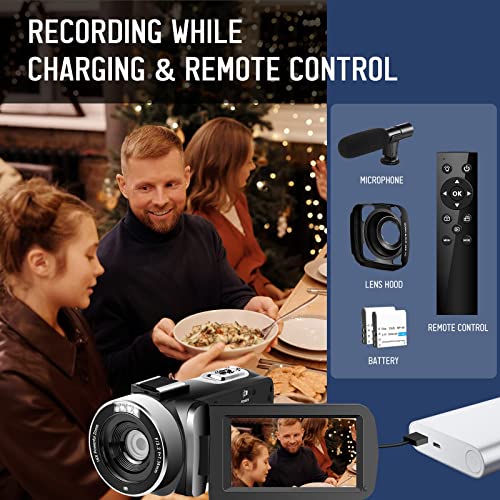 Seree Tech 2.7K 30 Fps Video Camera 30Mp 16X Digital Camera For Youtube 3.0 Inch Flip Screen Camcorder Vlogging Camera With 2.4G Remote Control, Two Batteries And External Mic #TOP4