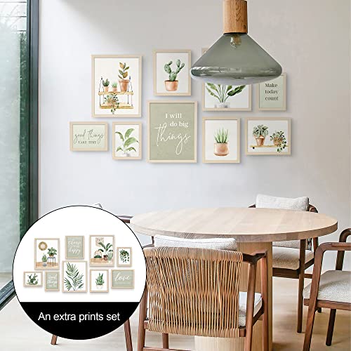 Artbyhannah 9 Pack Gallery Wall Frame Set Picture Frames Collage Wall Decor With Green Potted Botanical Plants And Inspirational Saying, Multi Size, Extra Pictures Set #TOP6