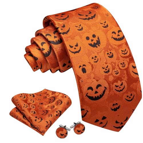 Image of Barry.Wang Men Tie Sets Skull Extra Long Necktie Pocket Square Cufflinks