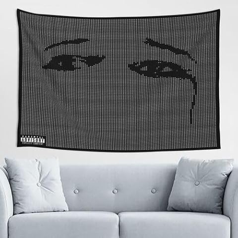 NETZXH Band Album Cover Tapestry Skull Wall Hanging Pop Art Poster Home Decorations for Living Room Bedroom Dorm Decor, Black-6 Cover