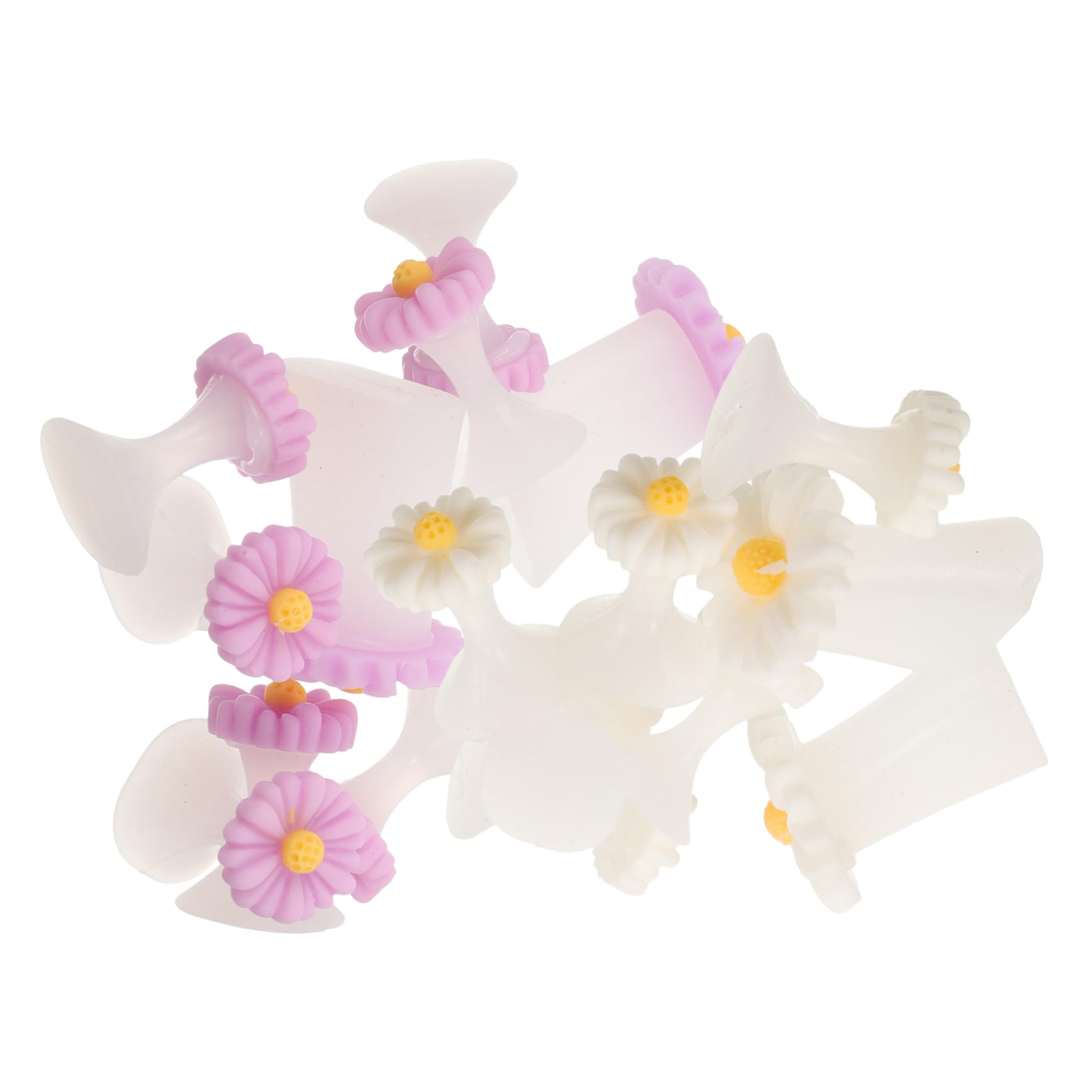 Mikinona 16Pcs Silicone Toe Separators Comfortable Manicure Tools for Toe Separation Reusable Nail Art Accessories Daisy Daisy Colors