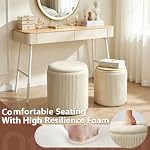 Round Ottoman with Storage Set of 2, Storage Vanity Stool - Image 5
