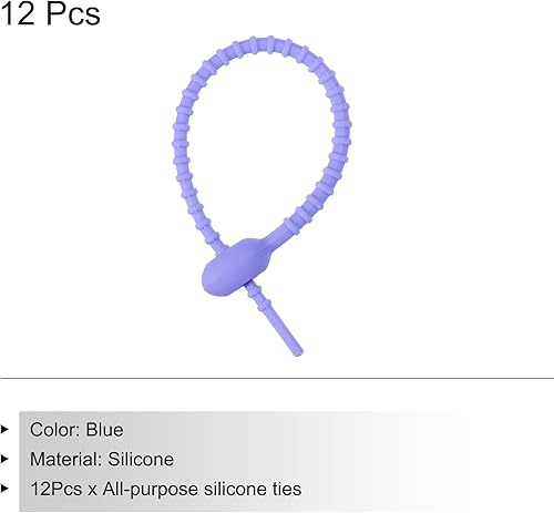 Miniatura 3 de MECCANIXITY Paquete de 12 bridas de silicona reutilizables de 6 pulgadas para el hogar, oficina, cocina, organizador de bolsas de alimentos, gestión