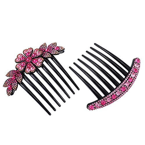 MAGICLULU 2 Pz Tornante barrette forcine copricapo per la sposa fermaglio per sposa pettine molletta forchetta per donna forcella a forcina strass Clip rosa