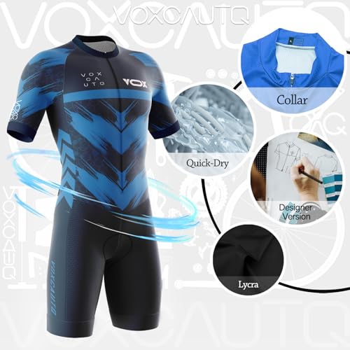image for VOXCAUTQ Men's Triathlon Tri Suit Short Sleeve Quick-Drying Cycling Sk