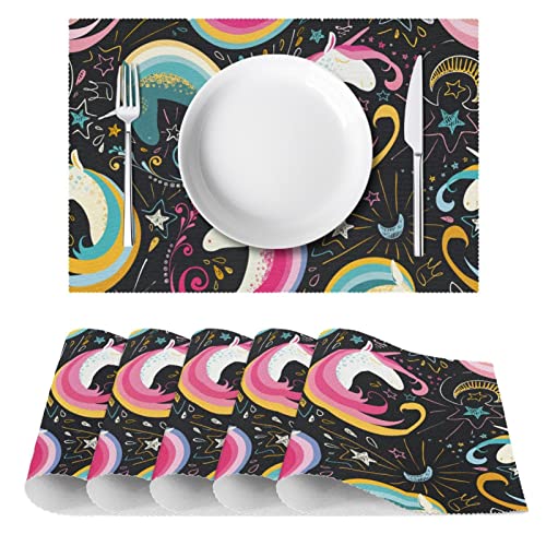 Set de table licorne résistant à la chaleur protection table à manger lot de 6 - 3