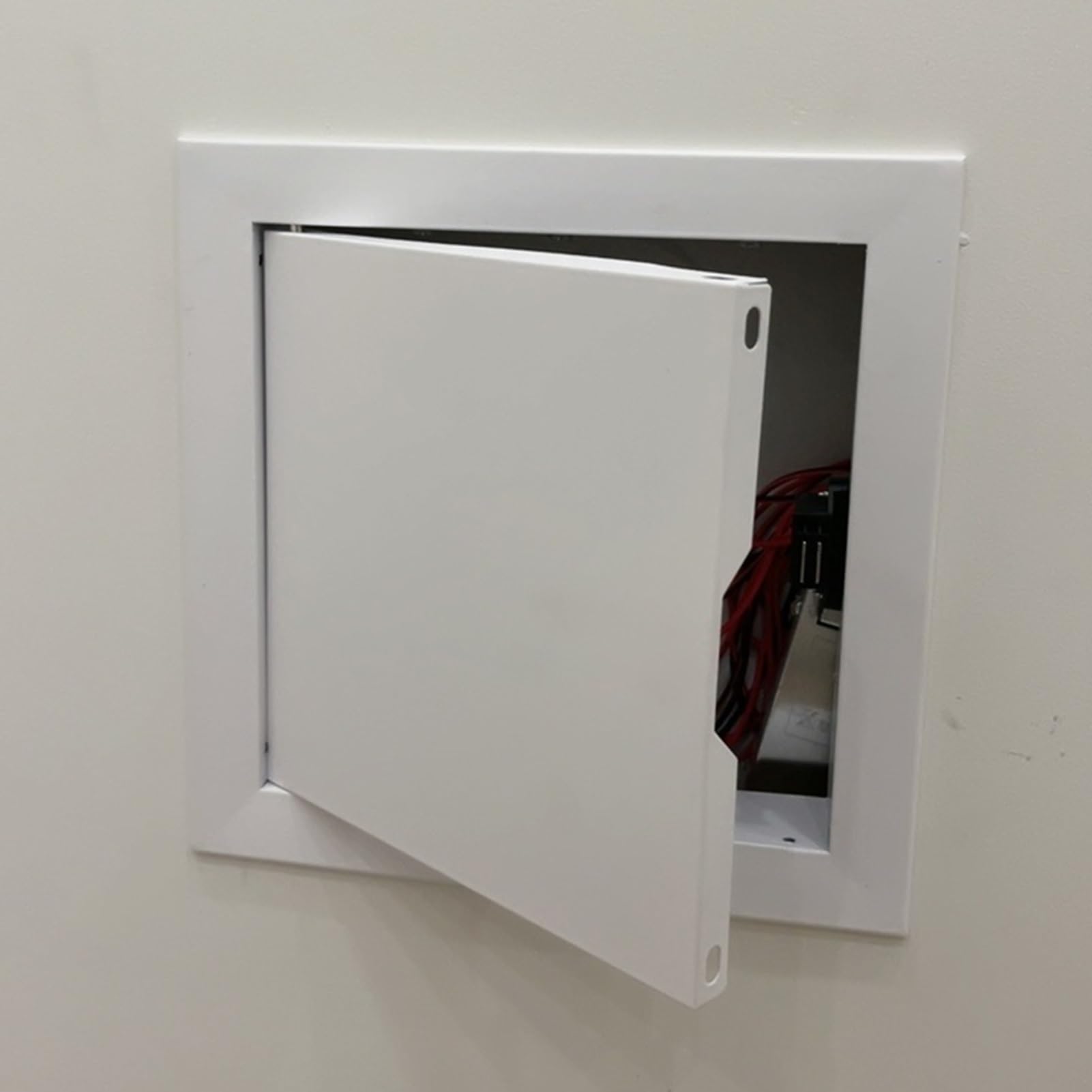Magnetyczne drzwi wejściowe z ukrytą metalową klapą kontrolną do panelu ściennego D Service (białe, 40 x 40 cm, 40 x 40 cm), idealne dla łatwego dostępu i utrzymania