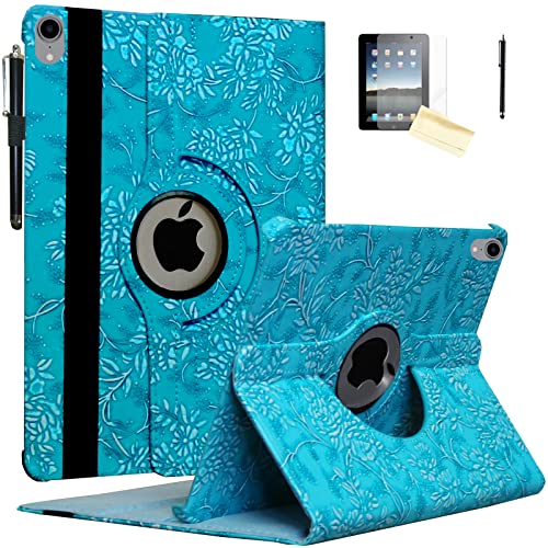 JYtrend Case for iPad A16 11-inch (11th Gen 2025), for 2022 iPad 10th Generation 10.9 inch, Rotating Stand Smart Magnetic Cover for Model A3354 A3355 A3356 A2696 A2757 A2777 (Embossed Flower)