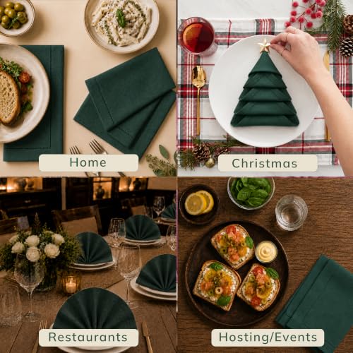 Threadvista Green Hemstitch 100% Cotton Dinner Napkins, Set of 12, 18x18 by Threadvista - Used condition - Image 7