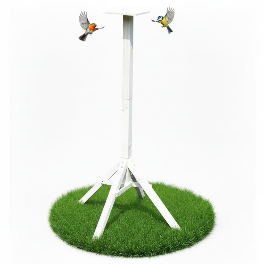 Melko Support de mangeoire à oiseaux 105 cm blanc