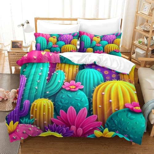 Housse de couette cactus 140x200 imprimé 3D super douce