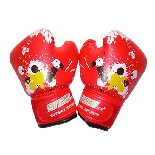 1 Paar Kinder-Boxhandschuhe, für Kinder von 2–11 Jahren, Jungen, Mädchen, Kleinkinder, Polyurethan, Cartoon, Sparring, Trainings-Boxhandschuhe für Kickboxen, Boxsack, Fokus-Pads (rot)