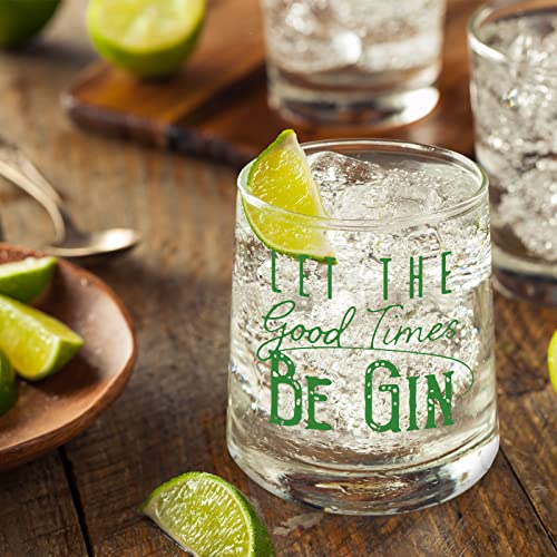 Let The Good Times Be Gin - Gin Glasses - Funny Lowball Glasses - Drinkers Gifts For Men Women - Liquor Glasses - Bar Gifts For Men - Rocks Glasses - Cocktail Glasses - 9 Oz Gin And Tonic Glasses #TOP2