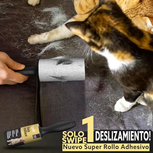 Tydi Rodillo Quitapelos Mascotas Reutilizable – 5 Rollos Quitapelos (100 Hojas c/u) con 2 Mangos | Rodillo Quitapelusas Adhesivo para Ropa, Sofás, Coche y Más - imagen 6