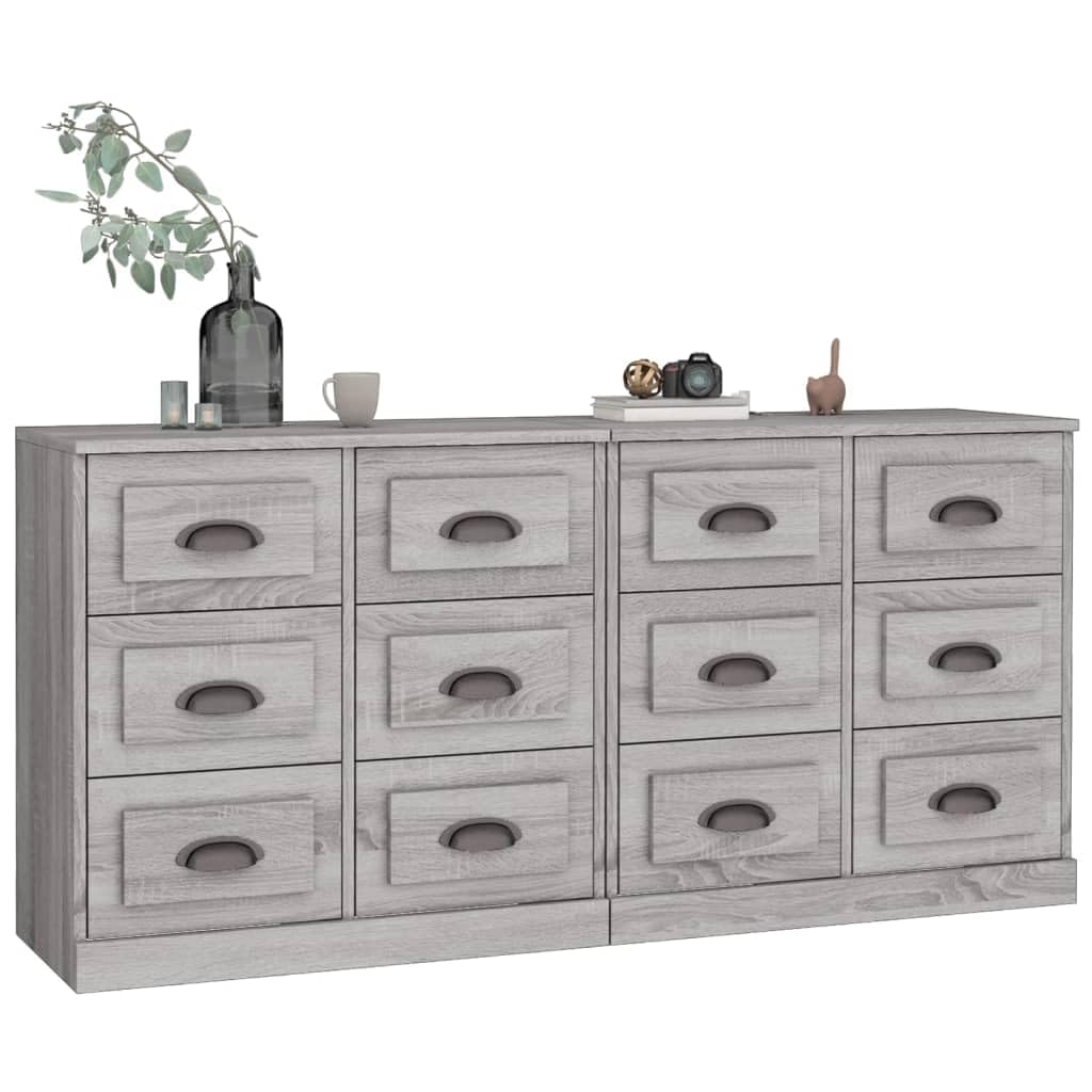 Kredensy zestaw 2 sztuk, szare Sonoma materiał drewnopochodny, 70 x 35,5 x 67,5 cm, komoda z miejscem do przechowywania, do salonu, jadalni, korytarza, uniwersalna szafka do domu