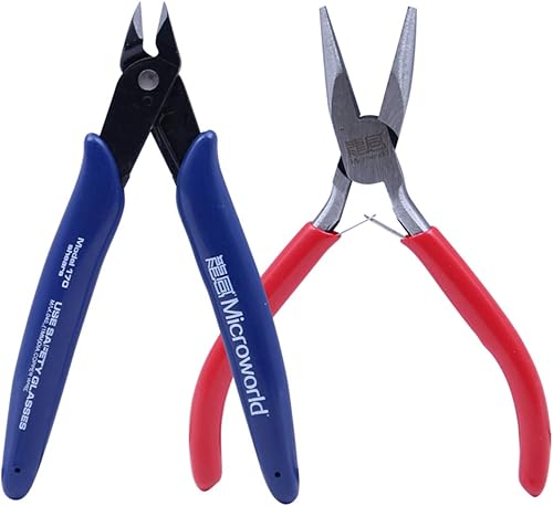 Microworld Herramientas de rompecabezas modelo 3D, 2 unidsset mini alicates de nariz plana herramienta para bricolaje 3D modelo de metal kit de