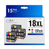 LxTek Compatible Cartouches d'encre Remplacement pour Epson 18XL pour Expression Home XP-322 XP-215 XP-205 XP-225 XP-305 XP-325 XP-422 XP-405 XP-415 XP-425 XP-315 (Noir Cyan Magenta Jaune, 15-Pack)