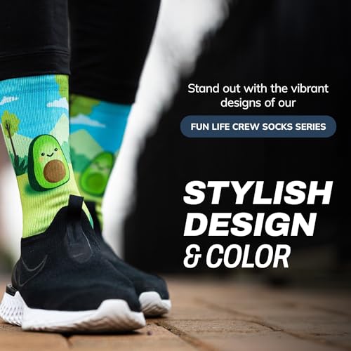 Image of Outway Novelty Crew Socks for Men & Women, Breathable, Moisture-Wicking Athletic Calf Sock with Arch Support