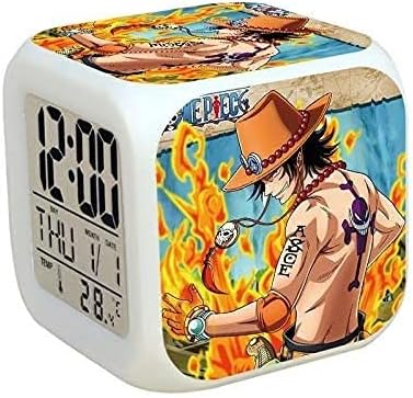 Amazon Co Jp Ltyxyuan 最高の熟成小さな目覚まし時計ポートガス Ace 正方形の温度カレンダー目覚まし時計 ワンピース カラフルな夜の光 創造的な家の目覚まし時計 怠惰なスヌーズ時計 ホーム キッチン